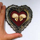 True love is forever - framed miniature realistic human skulls - Til death do us part