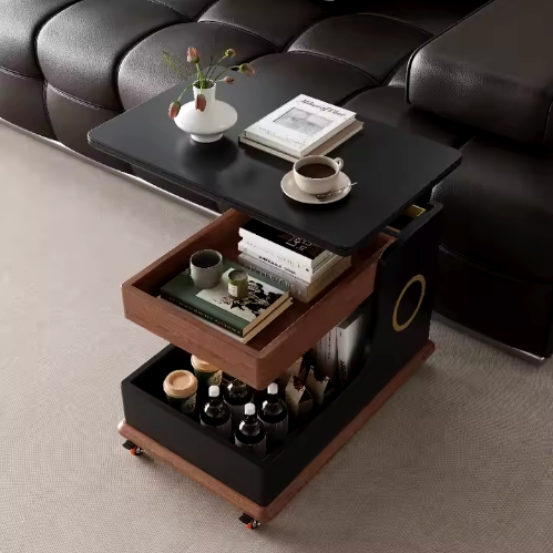 Chic Wooden Side Table with Built-in Bluetooth Speaker – Where Elegance Meets Sound